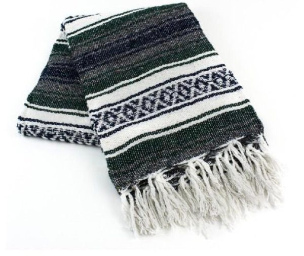 Olive Green Mexican Sarape Blanket