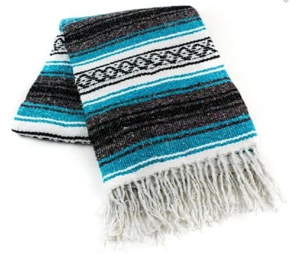 Turquoise Mexican Sarape Blanket