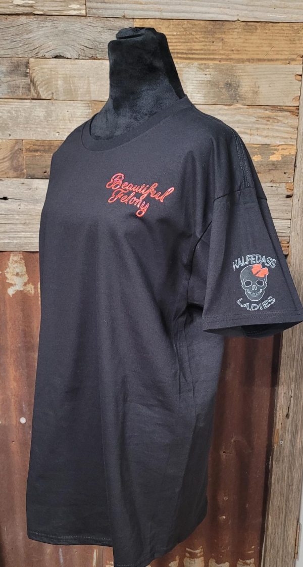 BEAUTIFUL FELONY SKULL ROSE T-SHIRT - Image 2